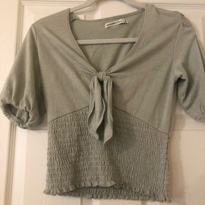 Light Green Tie Front Blouse from Abercrombie & Fitch